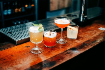 cocktails on a bar